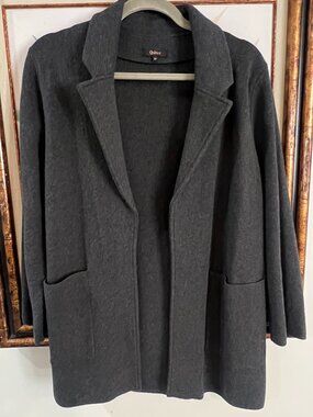 Quince Charcoal Knit Blazer Jacket M | Minimalist Open Front | Capsule Wardrobe